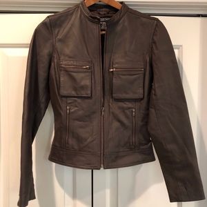 RAMPAGE brown faux leather jacket. NWOT. Small.